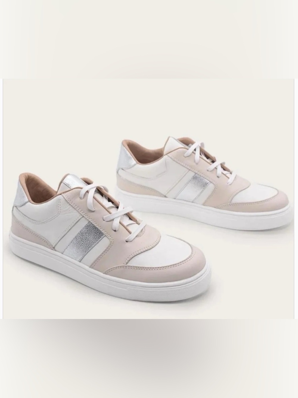 Kaanas Graff Leather Sneaker Silver NWT